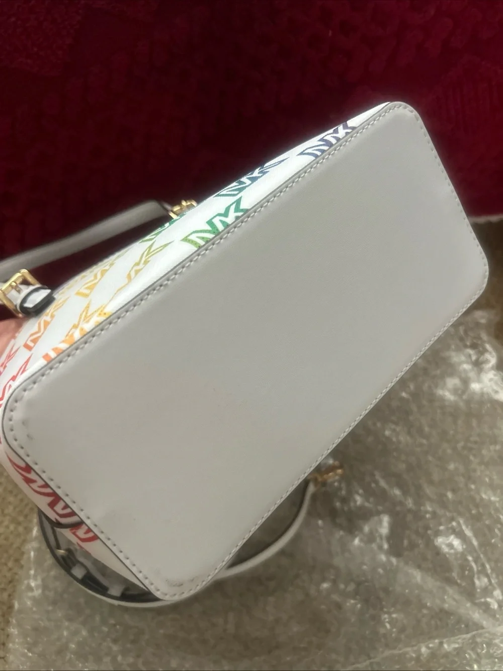 Michael Kors White Rainbow MK Logo Mini Tote
